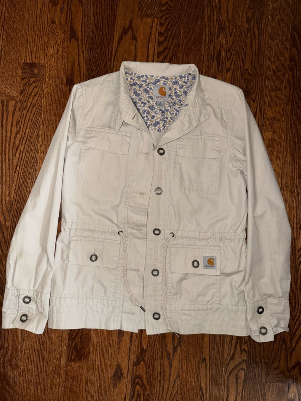 Carhartt Cream Utility Jacket with Floral Lining